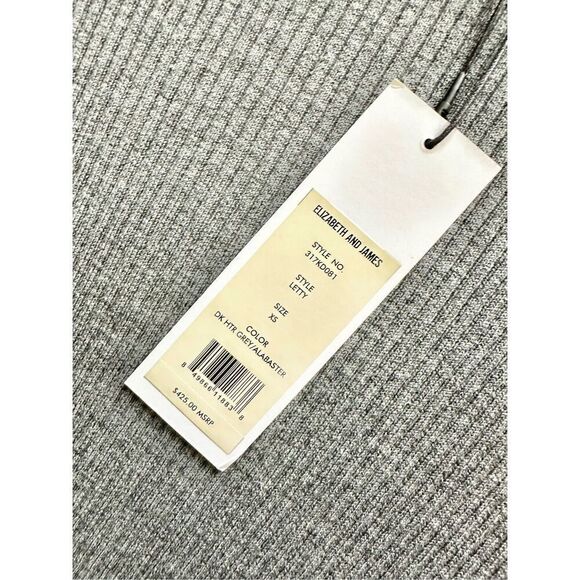 Elizabeth and James DK HTR GREY /ALABASTER GREY ribbed sweater dress with white - Picture 4 of 8